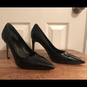 Ivanka Trump Black Leather/Patent Leather Heels